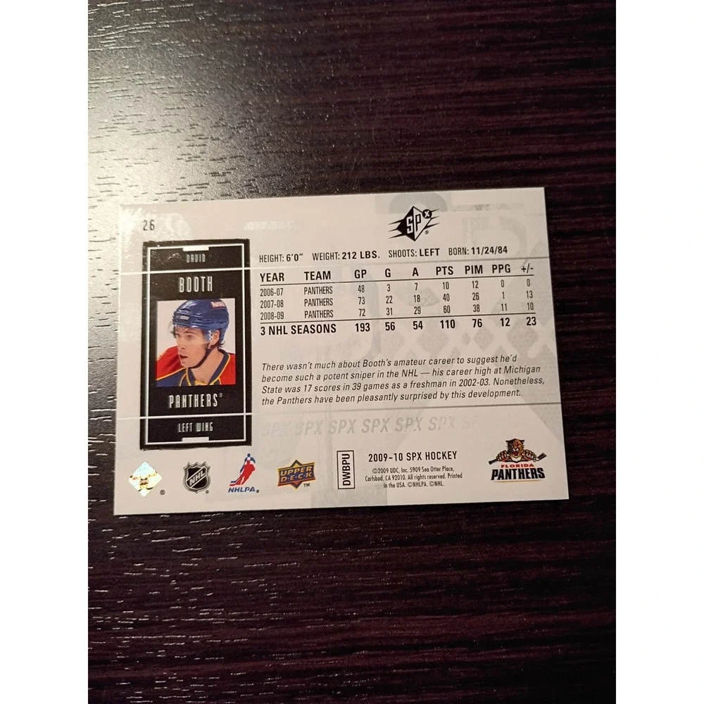2009-2010 Upper Deck Florida Panthers David Booth Hockey Cards #26